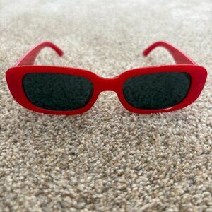 Square Frame Red Sunglasses Square Y2K Bold Trendy Festival